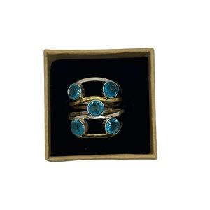 Solid sterling silver blue topaz ring 6.5